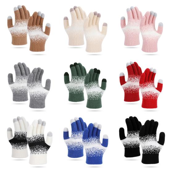 Warm Touchscreen Gloves Men Women Winter Knitted Gloves Full Finger Thickened Fleece Lined Gloves for Driving Skiing Daily Outings