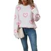 Women's Loose Casual  Fashion Round Neck Heart Sweater Knitted Bottoming Shirt Sweater