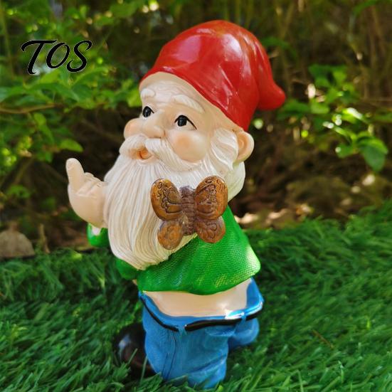 Festive Seasonal Decorations Naughty Middle Finger Gnome Statue, Resin Garden Goblin Ornament, Funny Christmas Ornament Gesture Dwarf Decoration