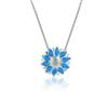 Boho Fashion Flower Pendant Necklace for Women Girl Charm Blue Imitation Opal Necklace Trendy Wedding Party Jewelry