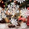 12Pcs/Set White Glitter Snowflake Decor Christmas Decoration Home Xmas Tree Hanging for Winter Wonderland Window Door Accessorie