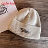 Fashion Letter Embroidery Neutral Casual Warm Knitted Hat For Autumn Winter And