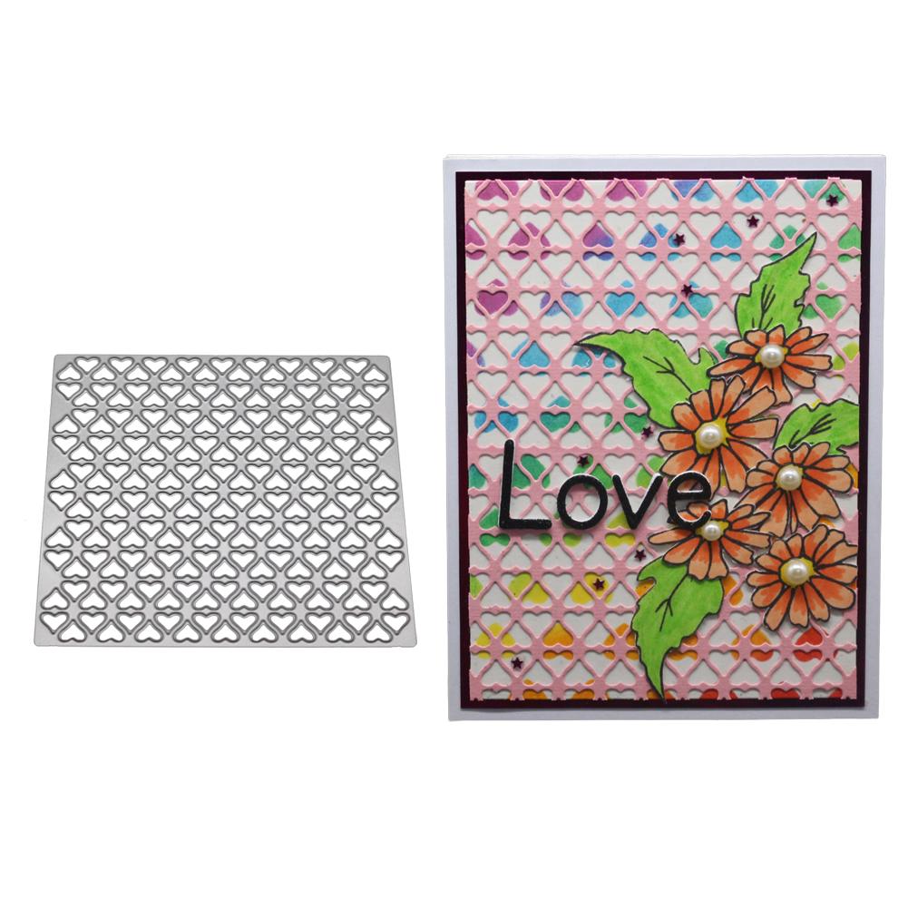 Квадратный фон сердца металлический серебристый трафарет тиснение вырубные штампы для скрапбукинга бумага альбом карты изготовление