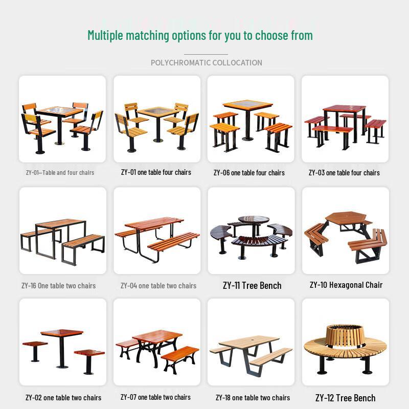 JINGGENG Outdoor Commercial Wooden Chess Table and Chair Set