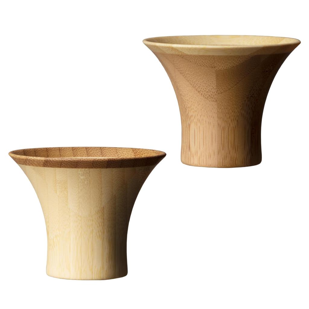 RIVERET YURI Ochoko (Sake Cups), 55ml, Pair Set, Bamboo, Dishwasher Safe, White/Brown, RV-125WB