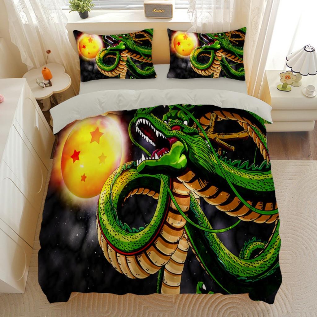 Japanese Anime Dragon Ball Bedding Set Goku Super Saiyan Duvet Cover Pillowcase 2/3pcs 3D Prints for Teens Quilt Cover