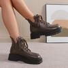 Women Boots Winter Platform Lace Up Fashion Boots Ankle Modern Outdoor Boots Comfortable Round Toe Fretwork Hot Shoes for Women