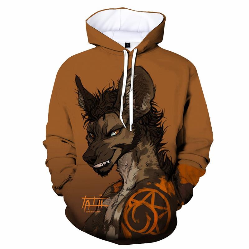 Толстовки с капюшоном с принтом «Гиена» в виде мультяшной гиены, повседневные, с изображением животных, для отдыха, женские толстовки с капюшоном, с длинным рукавом, детская и мужская одежда