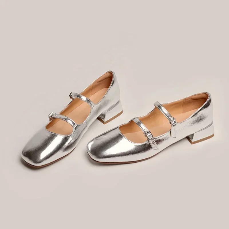 Женская обувь Ретро балетки на толстом каблуке для женщин Туфли Мэри Джейн на среднем каблуке Туфли Zapatos De Mujer