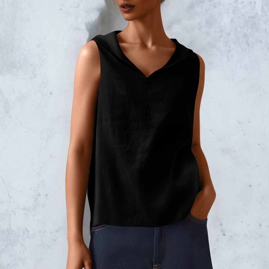 Женский однотонный жилет из хлопка и льна с V-образным вырезом и свободными лацканами без рукавов