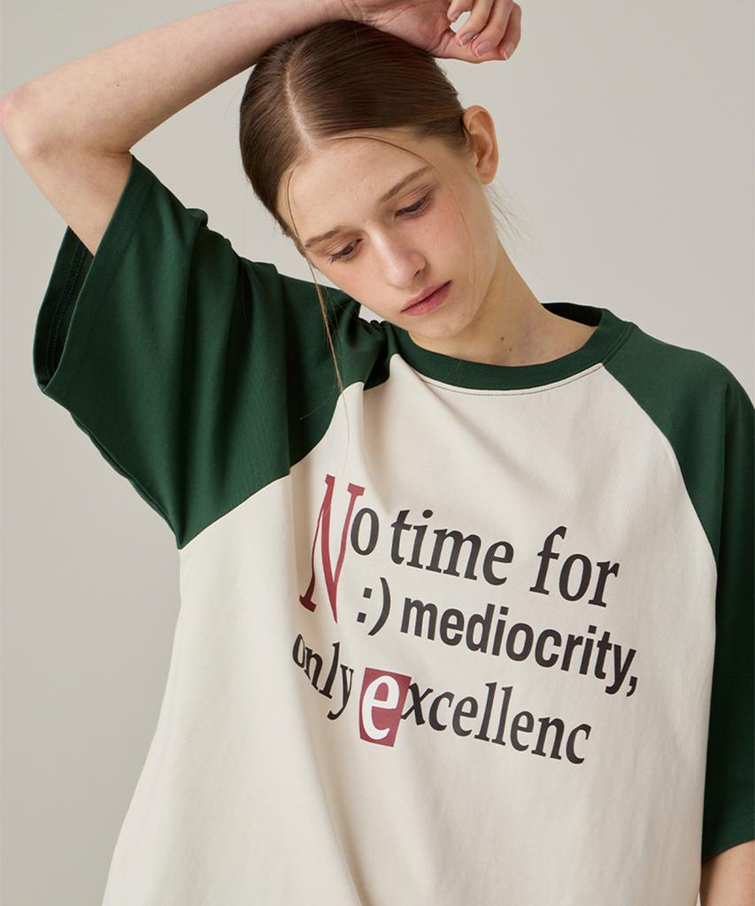 URBANAGE Raglan Color Block Oversized Short Sleeve Green