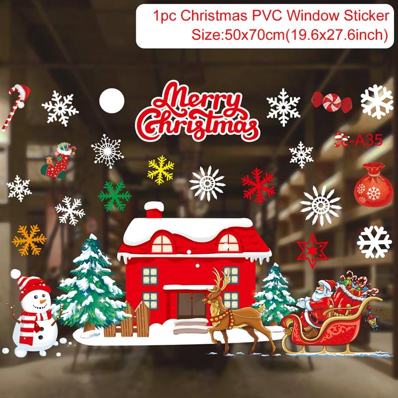 Christmas Window Sticker Merry Christmas Decorations For Home 2026 Cristmas Ornament Xmas Navidad Natal Gifts New Year 2026