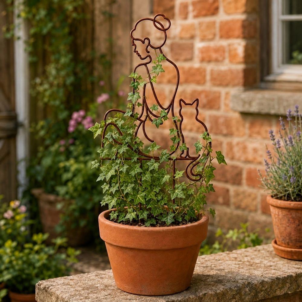 Hollow Out Metal Figure Vine Climbing Frame Flower Pot Bracket Indoor Outdoor Plant