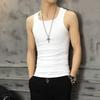 Мужской летний тонкий эластичный жилет: Молодежная, дышащая, облегающая, модная белая спортивная рубашка
