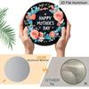 2D Flat, 1pc Vintage Mother's Day Round Aluminum Wall Sign - Pink Roses & Turquoise Floral Wreath with Happy Mother's Day Text, Heart Cutouts