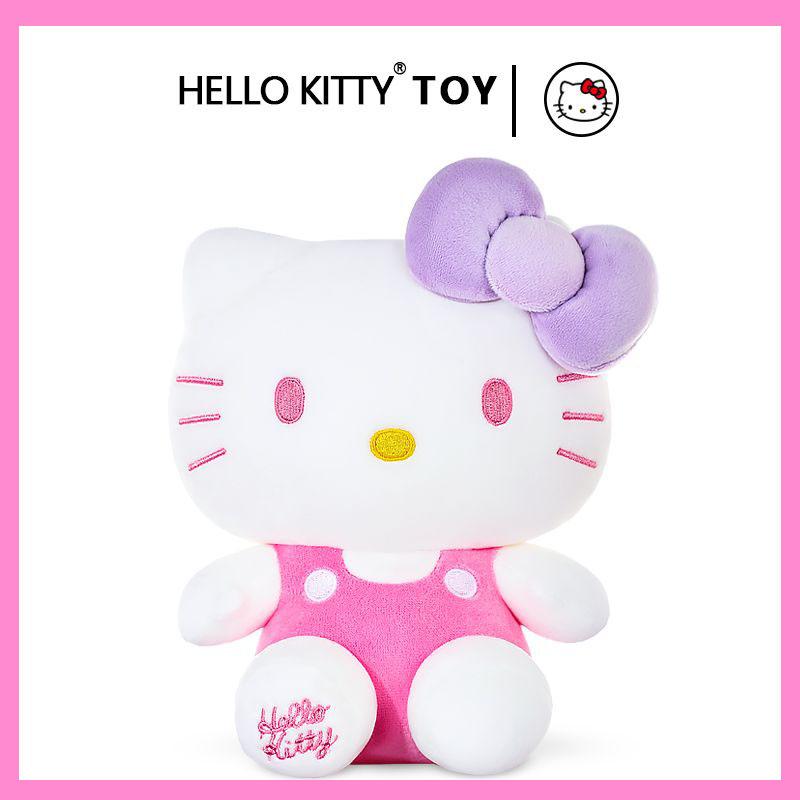 Официальная плюшевая игрушка Sanrio Hello Kitty с фиолетовым бантом, мягкая набивная кукла, подарок на день рождения для девочек, Кавайная игрушка с лицензионным персонажем