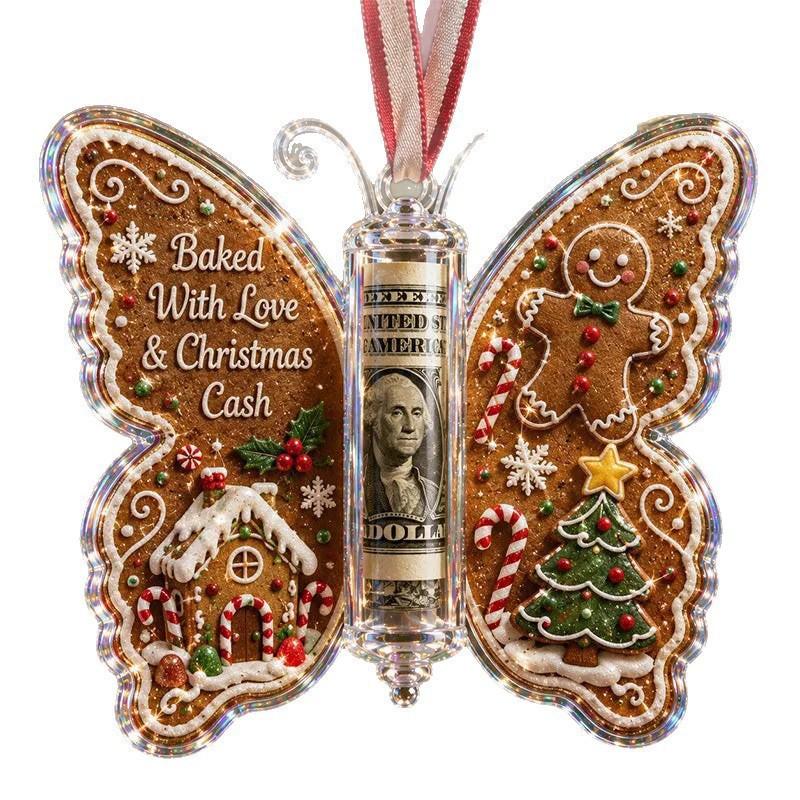 Acrylic Butterfly Cash Holder Ornament Christmas Gift Family Friends Kids Decorative Money Clip