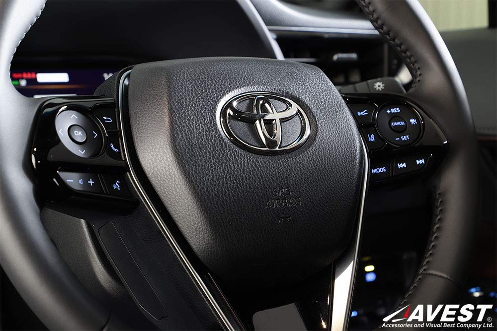 Комплект накладок на рулевую панель AVEST в цвете «черный лак», совместимый с Toyota Harrier 80, Camry 70, Crown 220 и сериями Corolla 210 (Набор из 3 предметов) Черный, Серия, Серия,