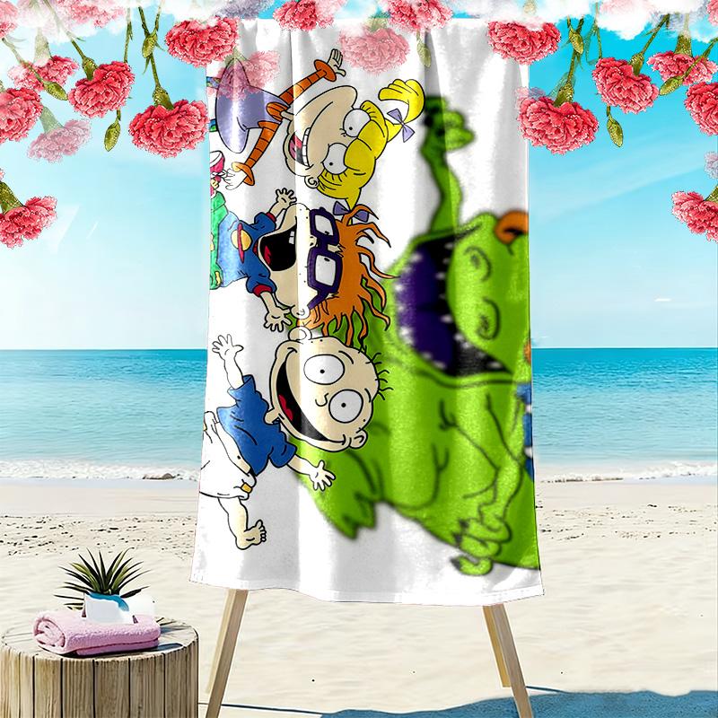 Rugrats Print Beach Towel, Large Soft Quick Dry Towel for Beach Camping Swimming