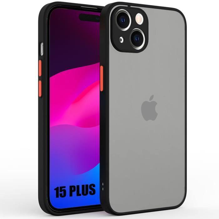 Coque pour iPhone 15 Plus - Protection Silicone Mat Antichoc - Noir - Souple - Renforcée - Mixte