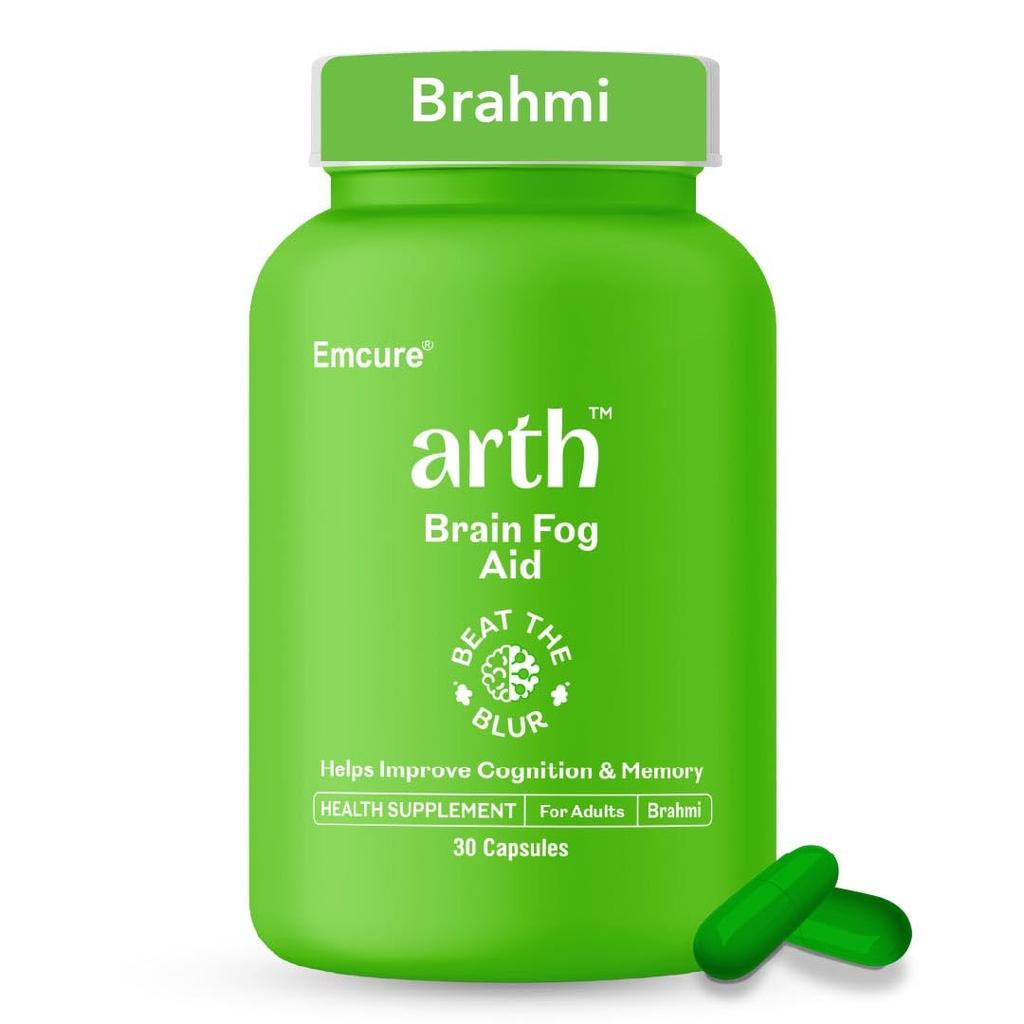 Капсулы Arth Brahmi от Emcure | 30 растительных капсул для поддержки памяти, концентрации и ясности ума