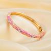 Lightweight Metal Cloisonne Floral Bangle Rhinestone Thin Bracelet  Holiday Presents