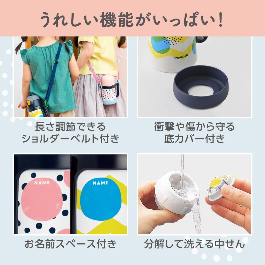 Бутылка для воды для детей Peacock 400 мл WEB Limited со сменной трубочкой в комплекте с синей чашкой 2-сторонняя бутылка для воды для детей детский сад по дороге в школу одна