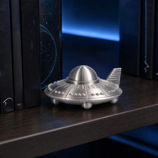yangyizhi 3D Printed UFO Model Figurine, Sci-Fi Spacecraft Decor, One-Piece Craft with Clear Texture, Mini Ornament for Desk Display Cabinet
