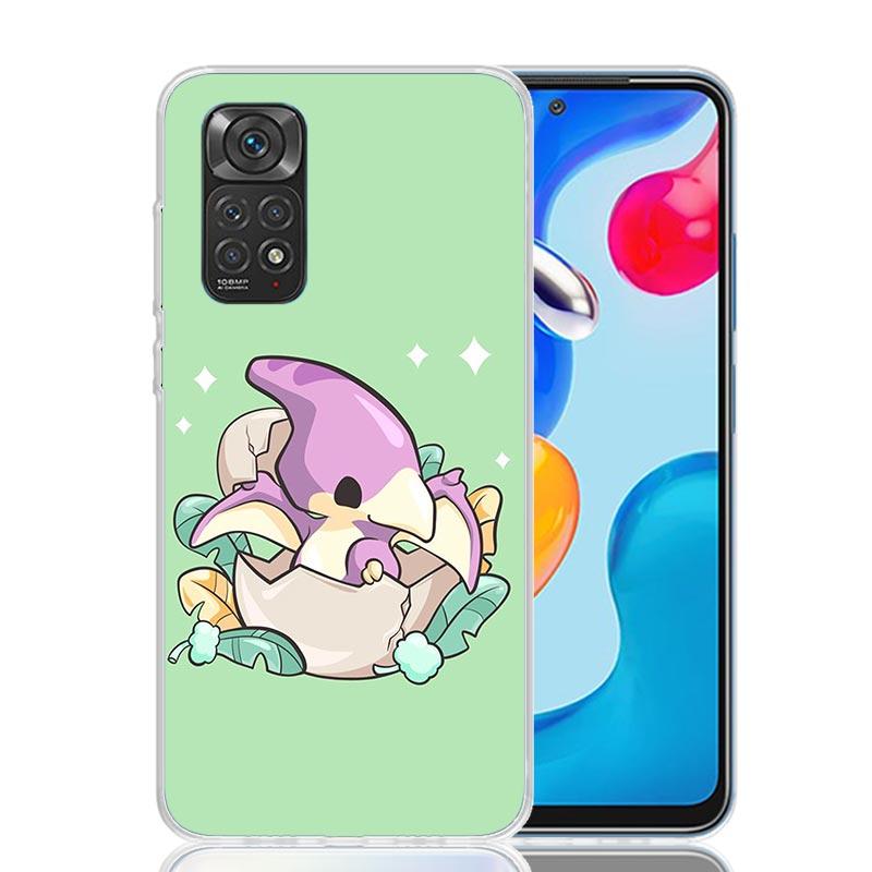 Мультяшный Динозавр Милый Чехол Для Телефона Для Xiaomi Redmi Note 15 14 13 12S 12 Pro Plus 11S 11E 11 11T 10S 10 Арт Мягкий Узор Чехол Красный
