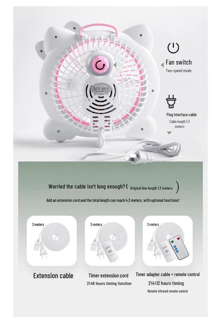 Silent Mini Summer Cartoon Desktop Fan for Dorms & Offices