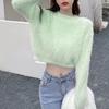 Women's Soft Velvet Sweater - Autumn/Winter Gentle Style, Long-Sleeved, Short Knitted Trend