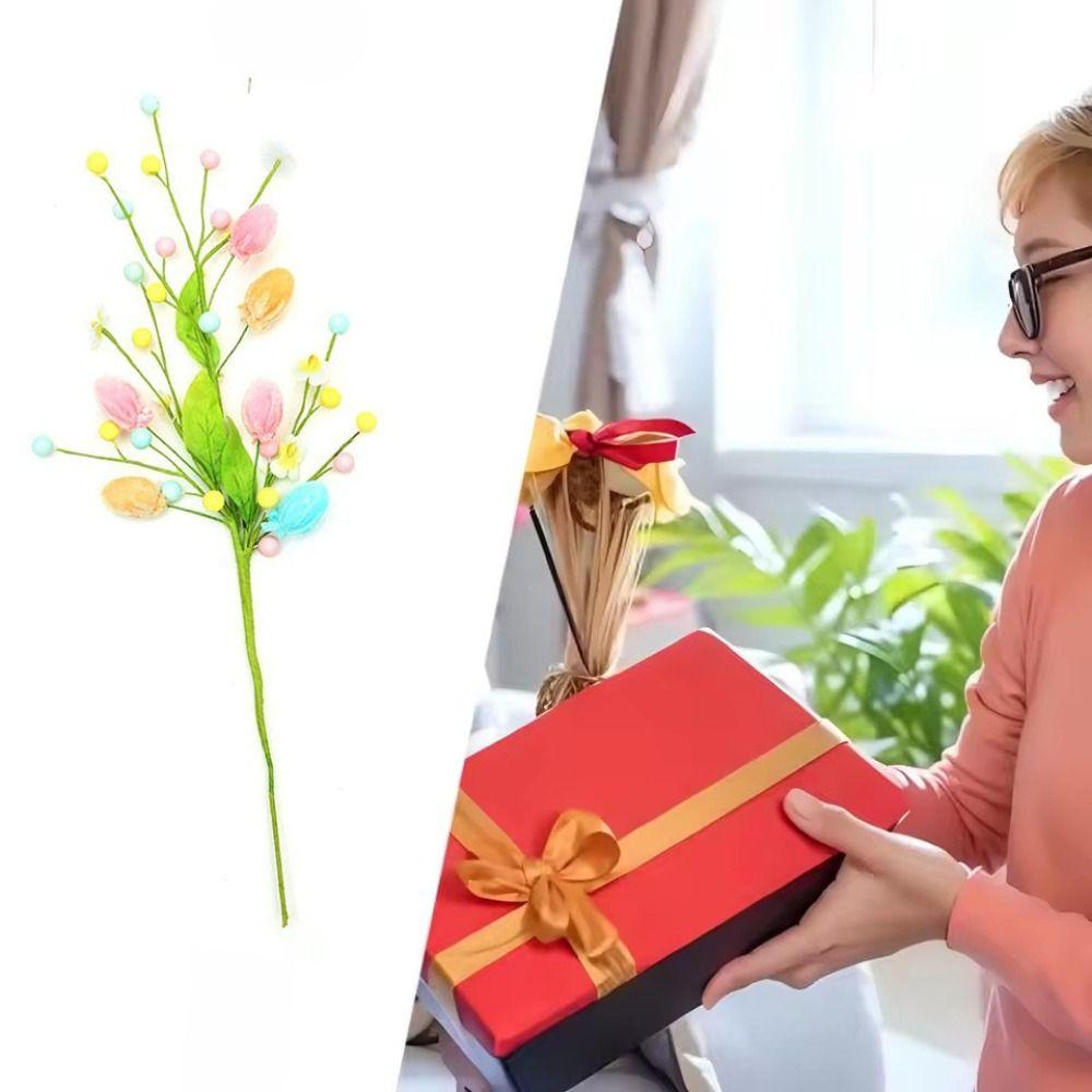 2025 Easter Artificial Egg Flower Branch Simulation Berry  for Vase Easter Party Home Decors