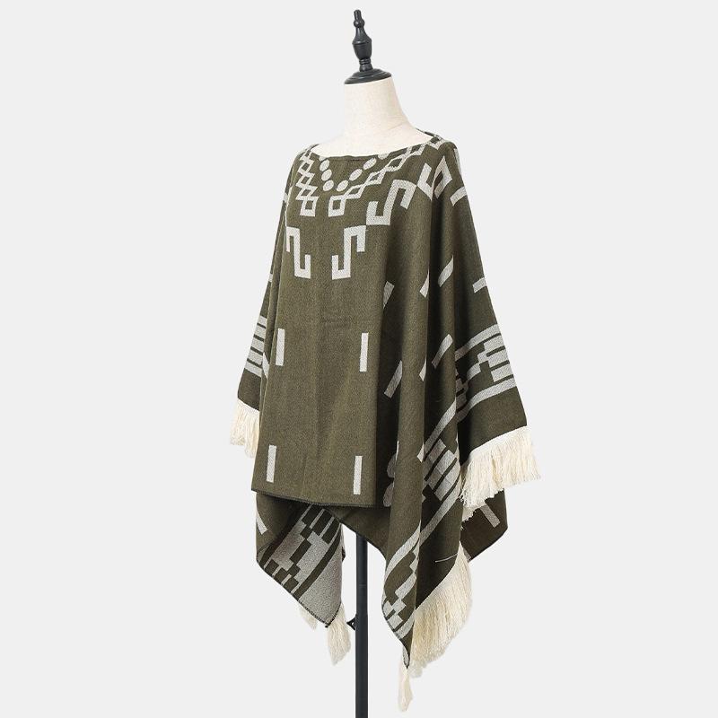 Design Sense Shawl Outer Cape Autumn And Winter Fringed Warm Shawl Ethnic Style Outer Travel Scarf