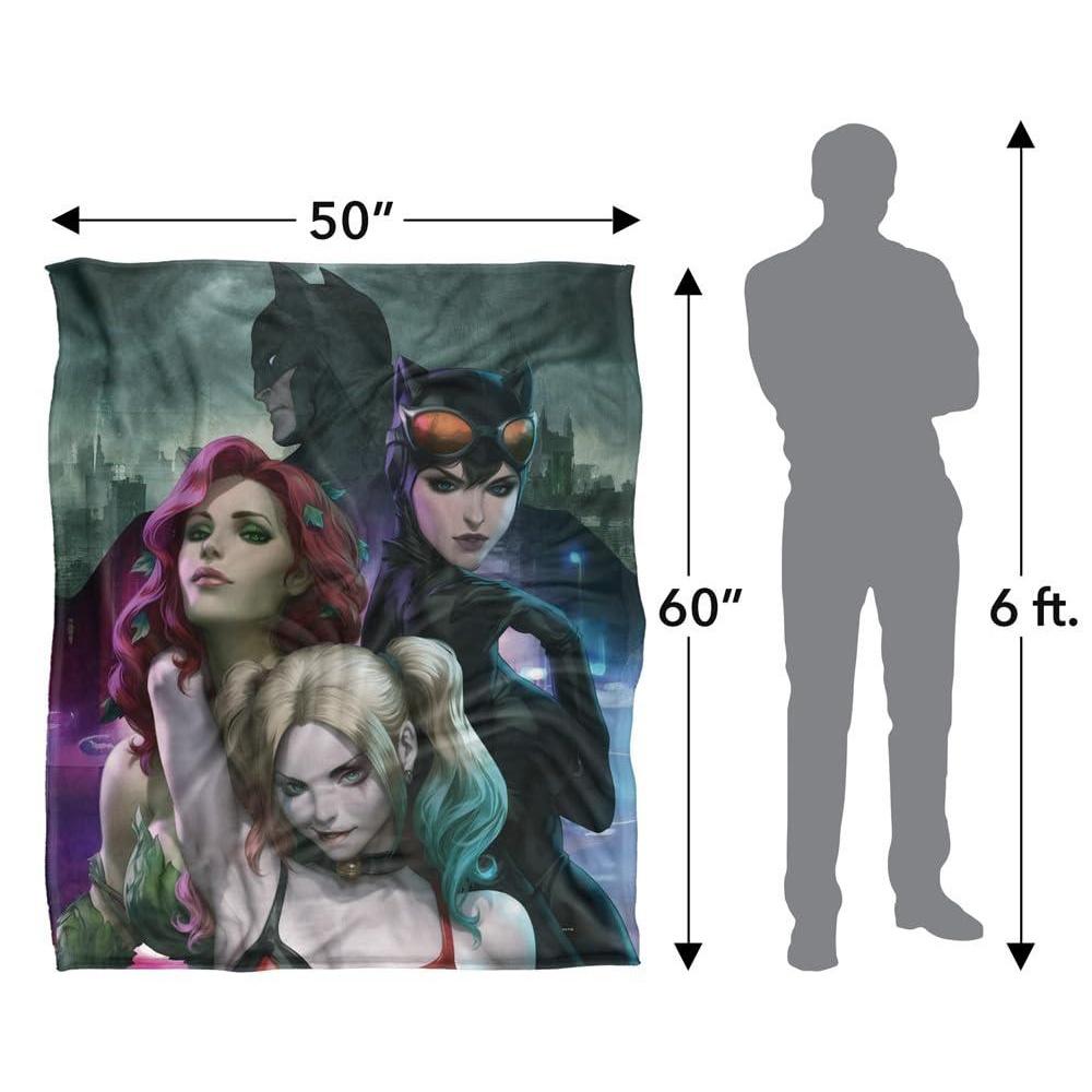 Batman Catwoman Poison Ivy Harley Quinn Trio Blanket