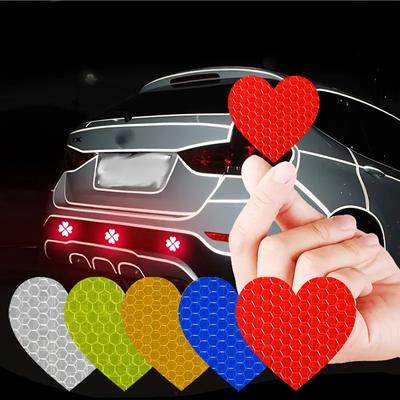 12 шт./набор Светоотражающие наклейки на автомобиль в форме сердца Ночной предупреждающий знак Светоотражающая лента Наклейки Украшение Автоаксессуары