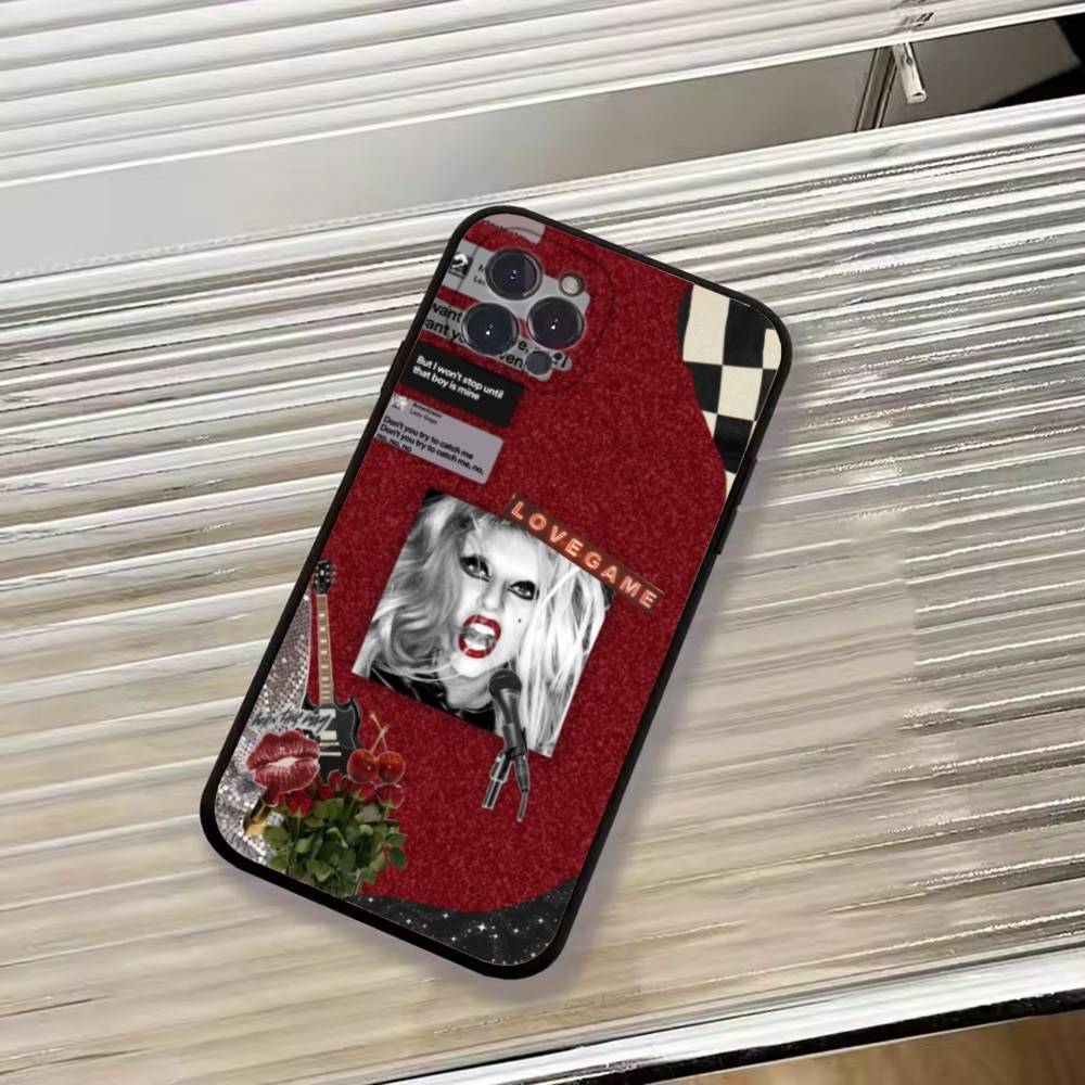 Чехол для телефона S-Singer L-Lady Gaga для iPhone 17,16,15,14,13,12,11 Plus,Pro Max,XS, Мягкий черный чехол