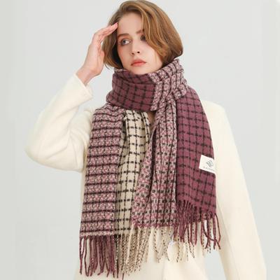 Имитация кашемира, подобранная по цвету, теплая шаль, шарф, унисекс, модный, универсальный, защищающий от холода, с бахромой