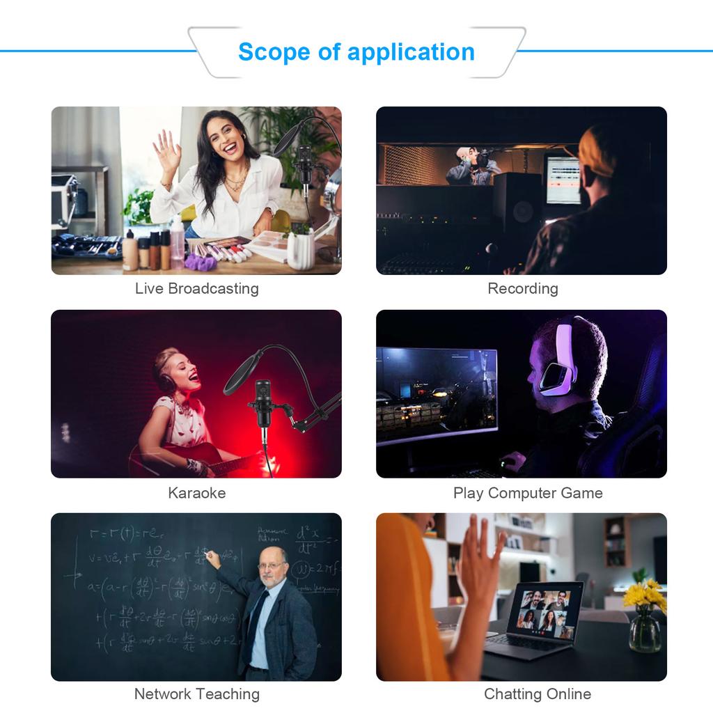 Комплект оборудования для подкаста: конденсаторный микрофон с картой живого звука. Микрофон для подкаста Plug and Play.