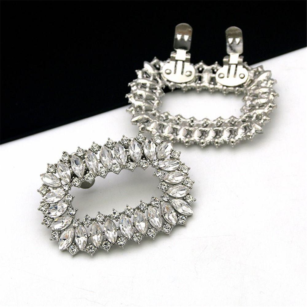 Bride Shoes Rhinestones Crystal Shiny Decorative Clips Shoe Clips Shoes Decorations Charm Buckle