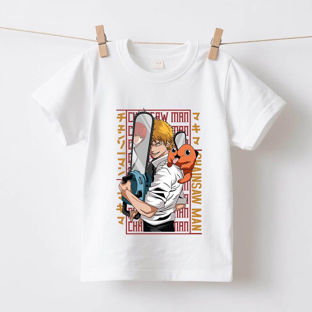 Chainsaw Man Denji Anime Print Boys Girls Cotton T Shirt Kids Short Sleeve Top Summer Soft Casual Wear