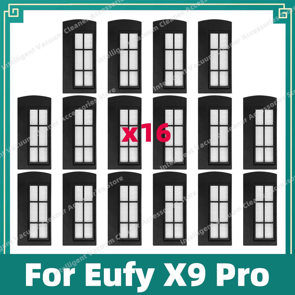 Совместимые аксессуары для робота-пылесоса Eufy X9 Pro: боковая щетка, HEPA-фильтр, салфетка для мытья полов, тряпка, сменные запчасти