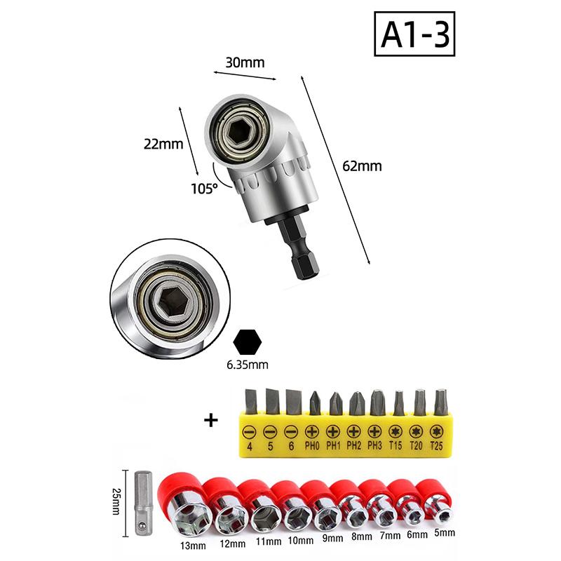 Переходник-головка с углом 105 градусов 1/4 дюйма Удлинитель Шестигранная насадка для дрели Регулируемый держатель для отвертки Шлицевой Phillips Электроинструменты Ручные инструменты