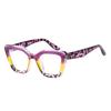 Reading Blue Light Filter Glasses Elegant Green Leopard Women'S Eyeglasses Presbyopia Magnifier Eyewear Square Thick Frames