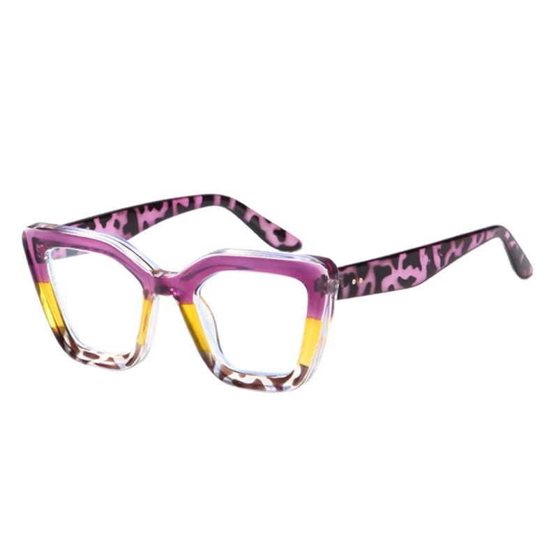 Reading Blue Light Filter Glasses Elegant Green Leopard Women'S Eyeglasses Presbyopia Magnifier Eyewear Square Thick Frames