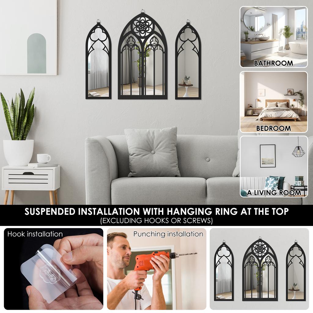 8 Styles Gothic Mirrors Wall Decor Vintage Cathedral Arch Frame Mirror Home Decorative Mirror Bedroom Art Wall Decoration