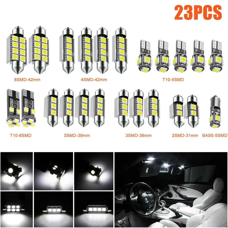 23Pcs T10 5050 Car LED Light Bulb Interior Dome Trunk License Plate Lamps Kit White for Bmw E53 E60 E90 Golf 4 7 LED Lamp