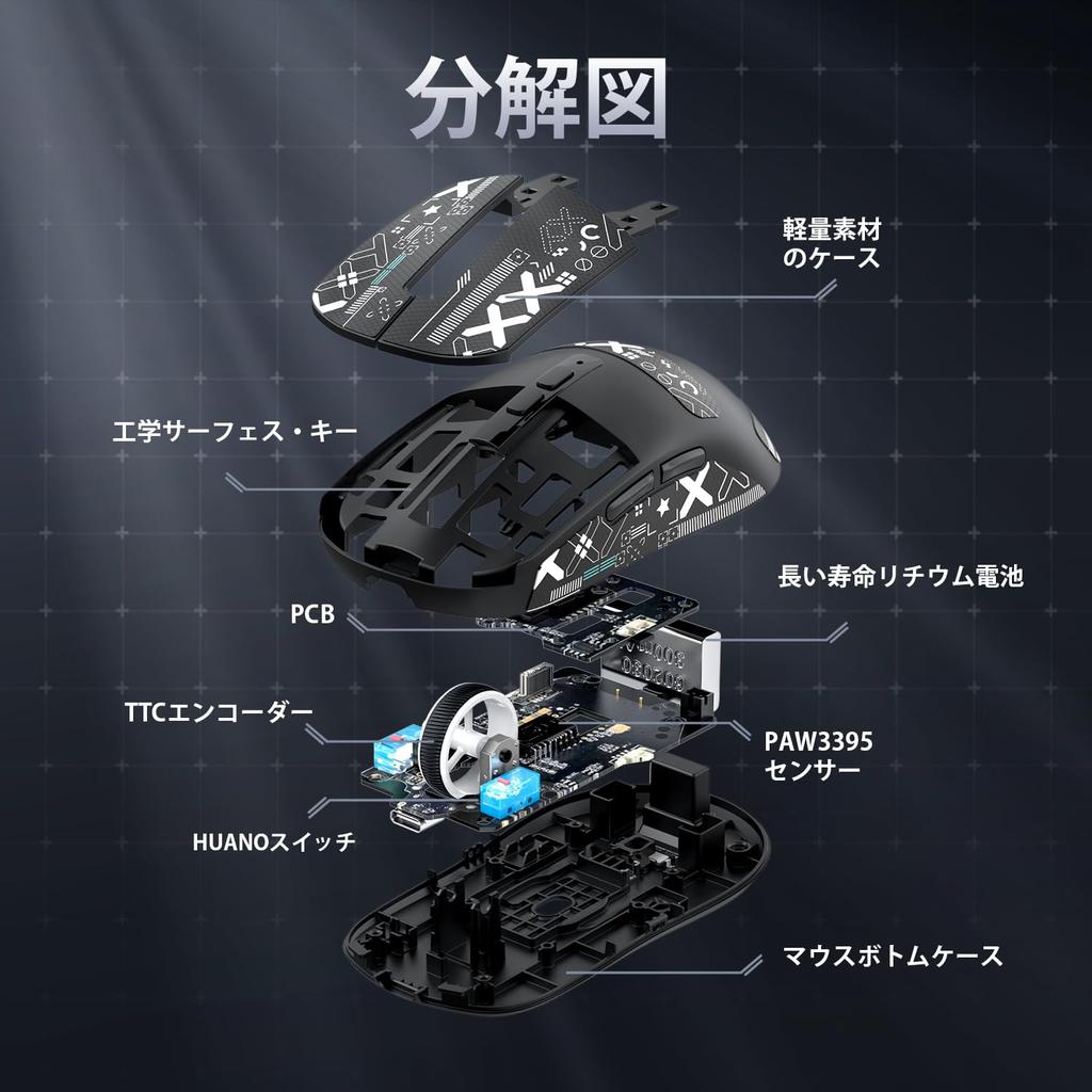 MAMBASNAKE x ATTACK SHARK X6 Ultra-Lightweight Gaming Mouse, 49g, PAW3395 Sensor, Wireless Mouse, 3-Mode Connection: 2.4GHzBluetoothType-C, 6-Level