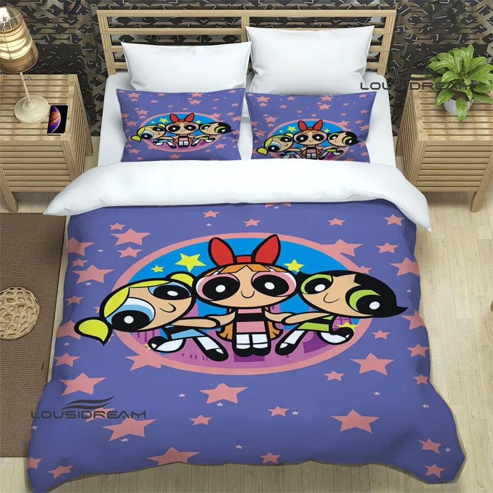 3D Мультяшные комплекты постельного белья P-Powerpuff-Girls изысканный набор постельных принадлежностей пододеяльник набор одеяло комплект постельного белья роскошный подарок на день рождения