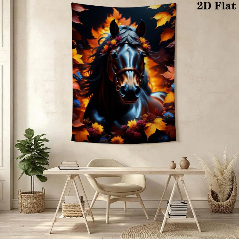Watercolor White Horse Tapestry, Soft Painting Horse Portrait Art Print Wall Hanging for Bedroom Living Room Decor