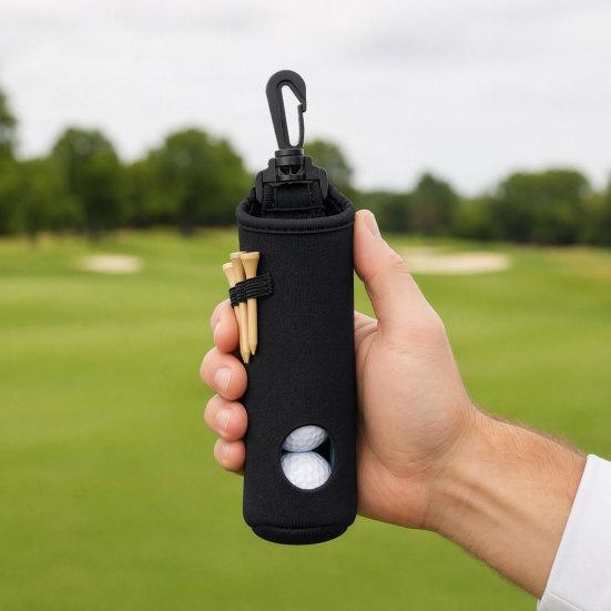 Golf Ball Carry Bag with Clip, Hold 3 Balls & 3 Tees, Golf Ball Carrier Pouch for Golf Bag, Golf Ball Organizer Holder, Golf Accessories
